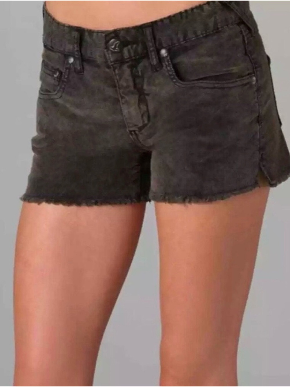 Free People Cut Off Corduroy Shorts in an acid-wash
